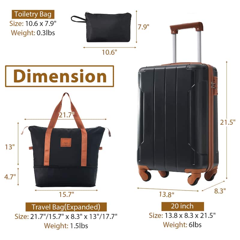 Luggage Sets 3 Piece, Expandable Carry on Luggage, Hardshell Suitcases with Wheels and TSA Lock for Men Women