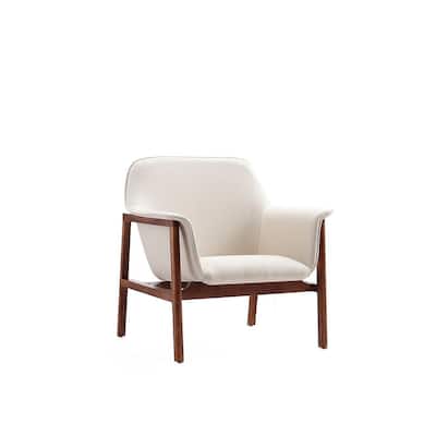 Manhattan Comfort Miller Walnut Linen Weave Accent Chair