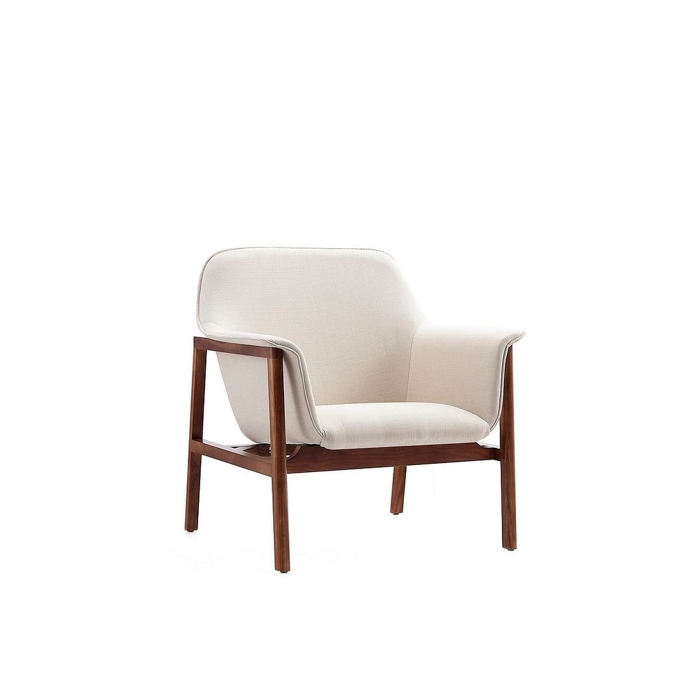 Manhattan Comfort Miller Walnut Linen Weave Accent Chair