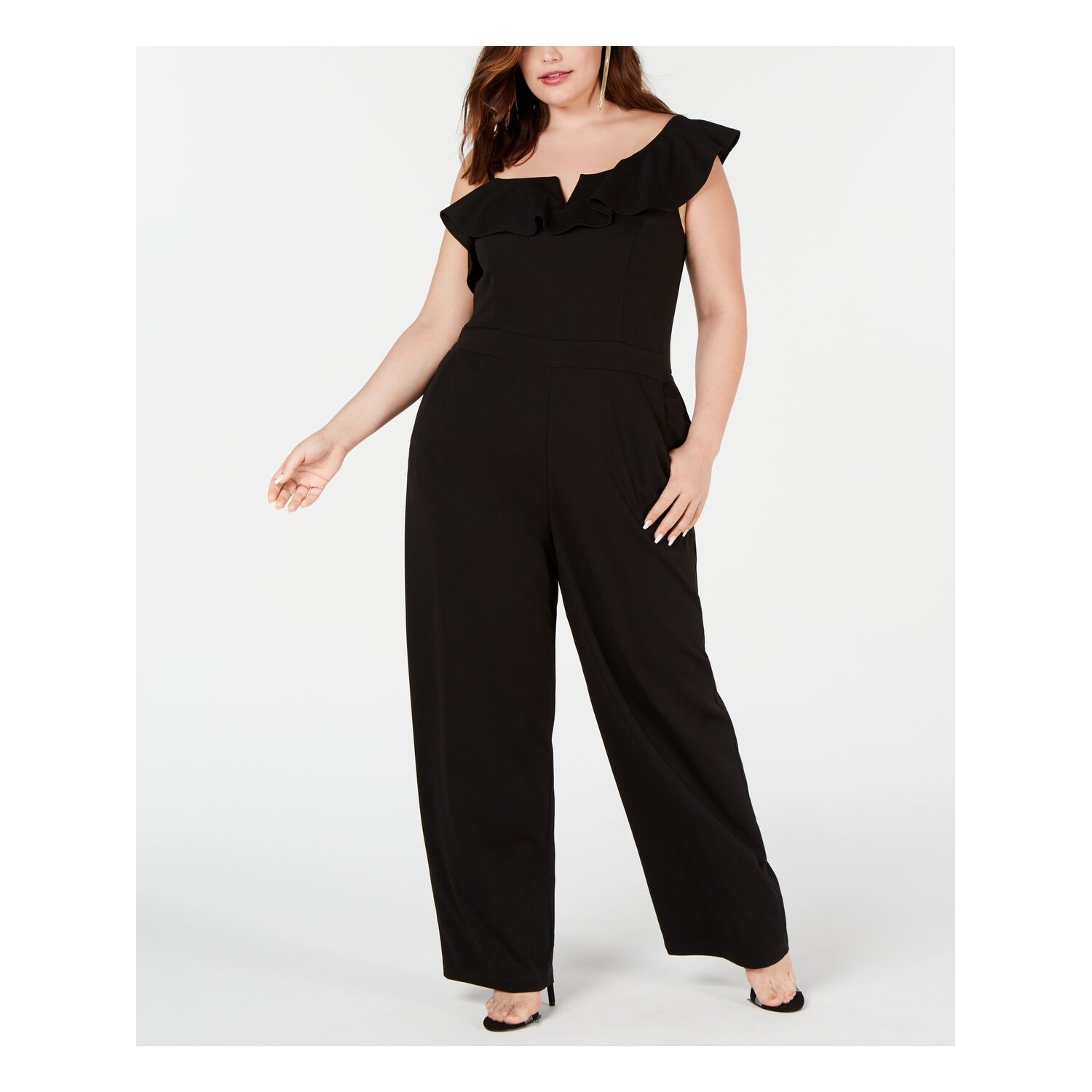 black evening jumpsuit with sleeves