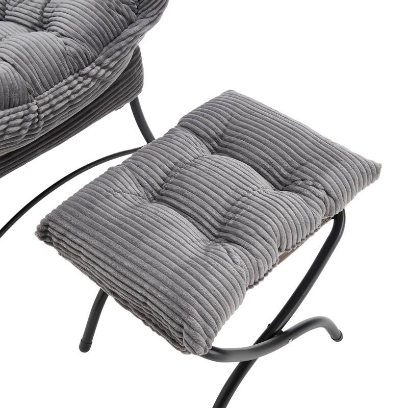Modern Lounge Chair with Ottoman - Plush Reading Accent Chair with Footrest and Side Pocket