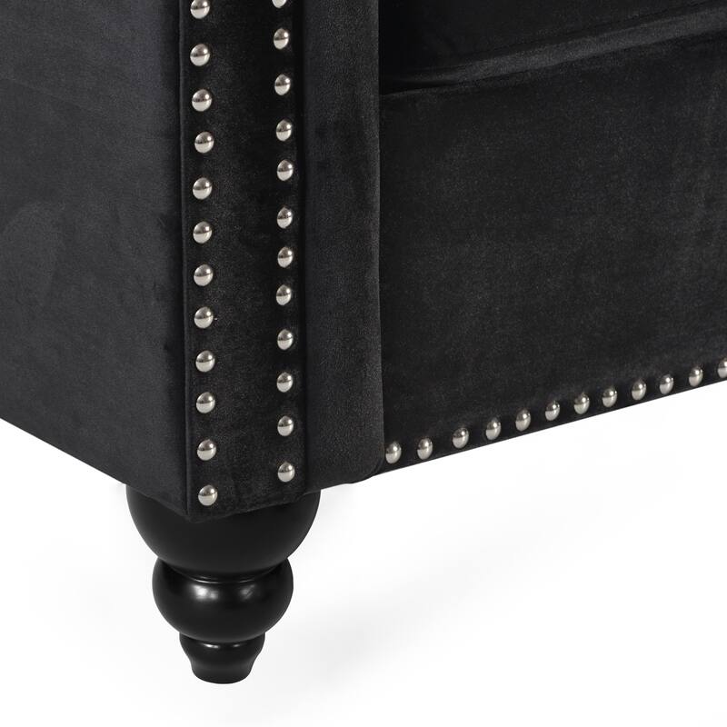Velvet 3-Seater Sofa with Deep Tufting - Vintage Style for Living or Guest Rooms