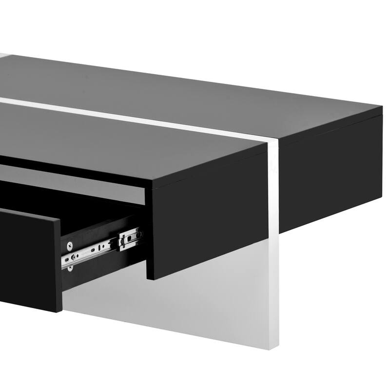 Modern Black and White Coffee Table with Drawer, 45.2" x 25.5", Contemporary Living Room Center Table