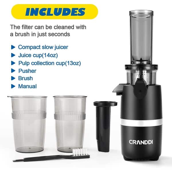 Mini Juicer Machine, Super Small Cold Press Juicer Easy to Clean, Masticating Slow Juicer with Brush - Bed Bath & Beyond