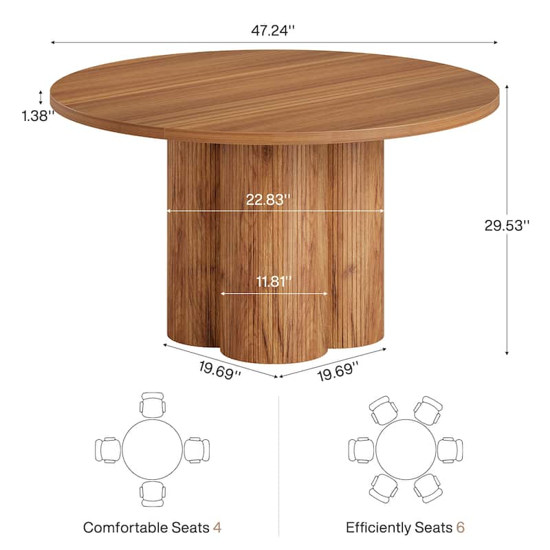 47-inch Wooden Round Dining Table for 4 - 47.24"D x 47.24"W x 29.52"H