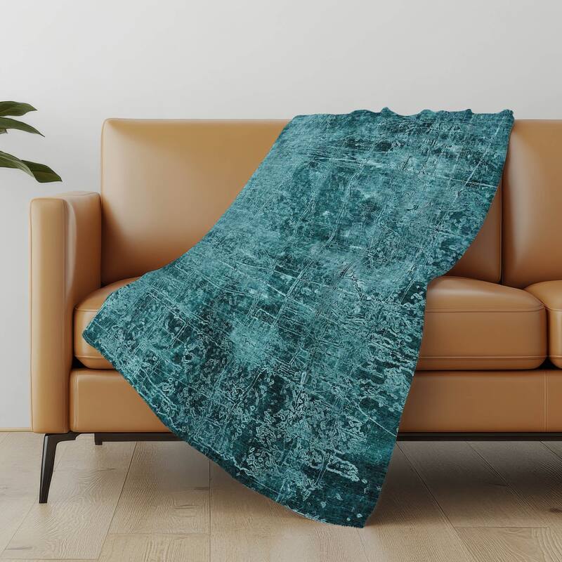 Premium Machine Washable Solid Imprints Sherpa Throw Blanket