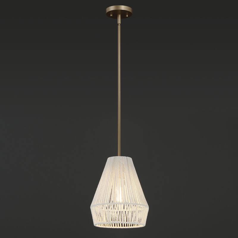Acroma 1-light Farmhouse Coastal Boho Rattan Kitchen Island Pendant - 10'' D * 62'' H