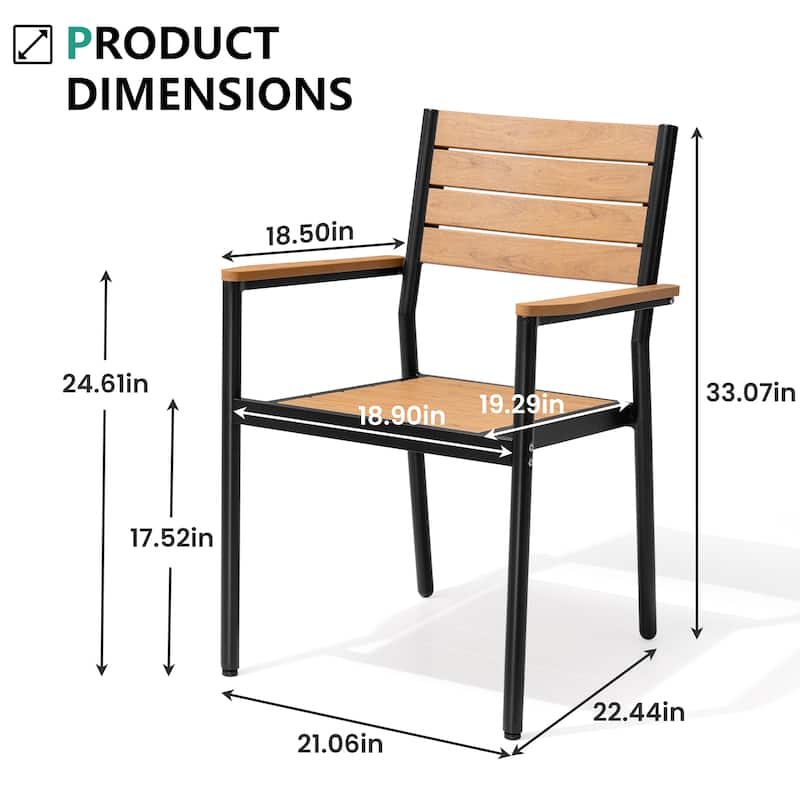 VredHom Outdoor Patio Aluminum Stackable Dining Chairs with Armrest