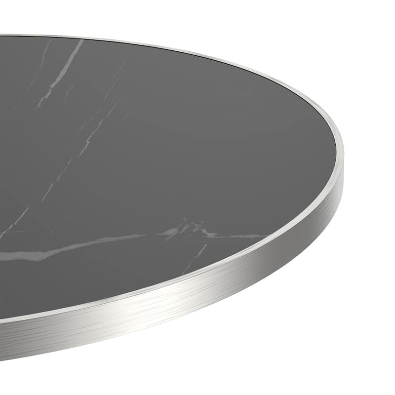 Square Modern Dinning Table 31.5 inches Bistro Table Tulip Table with Faux Marble top, Sturdy Metal Frame Diameter