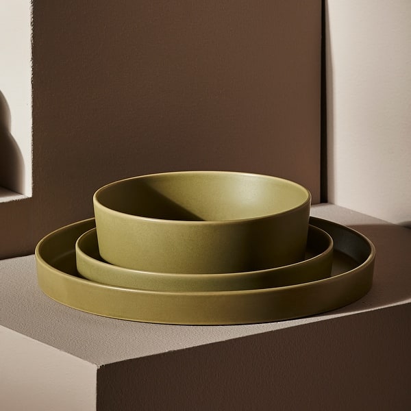Stone by Mercer Project MODAN Stoneware Dinnerware Set - Green - 24 Piece