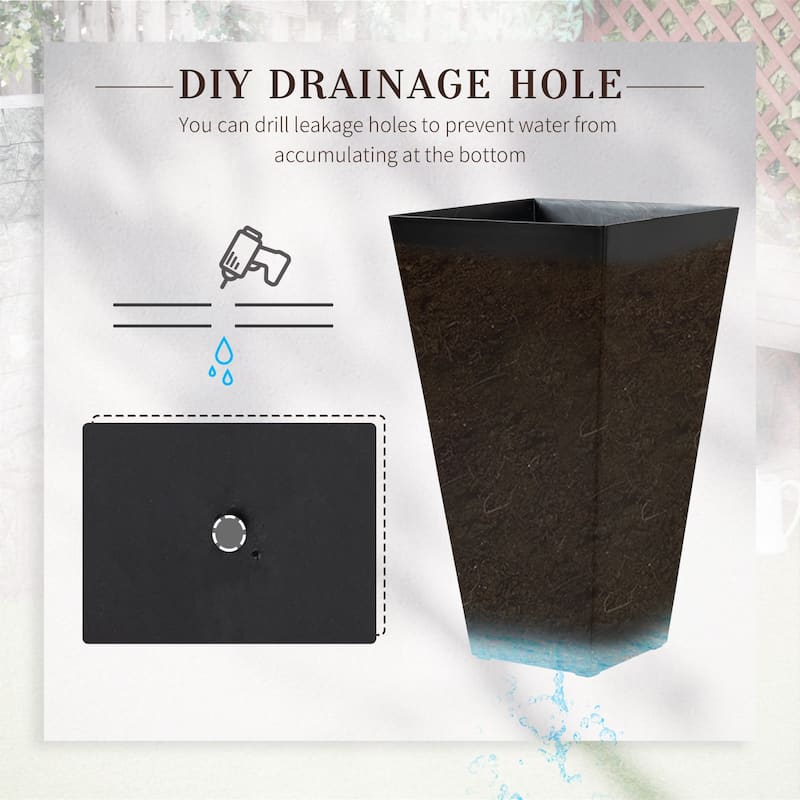 Outsunny Set of 3 Tall Planters with Drainage Hole