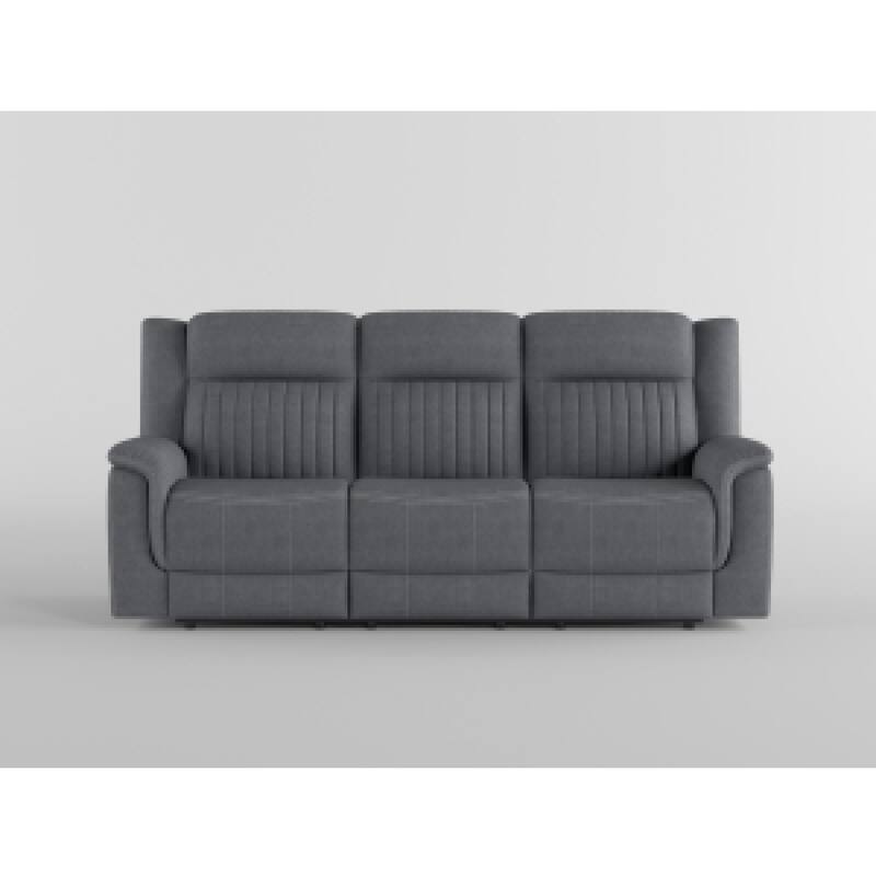 Lenny Manual Double Reclining Sofa, Gray Microfiber, Foam, 86 Inch
