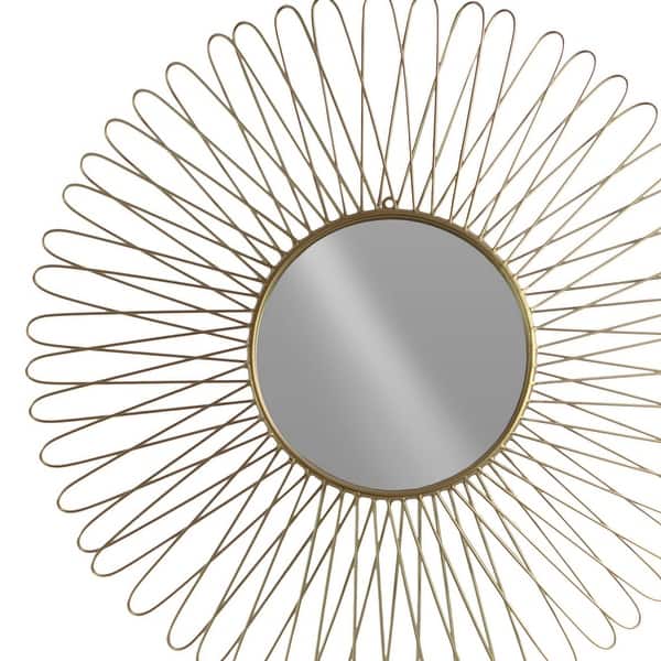 Metal Round Wall Mirror With Petal Designed Frame Set Of 2 Gold Overstock 31570826