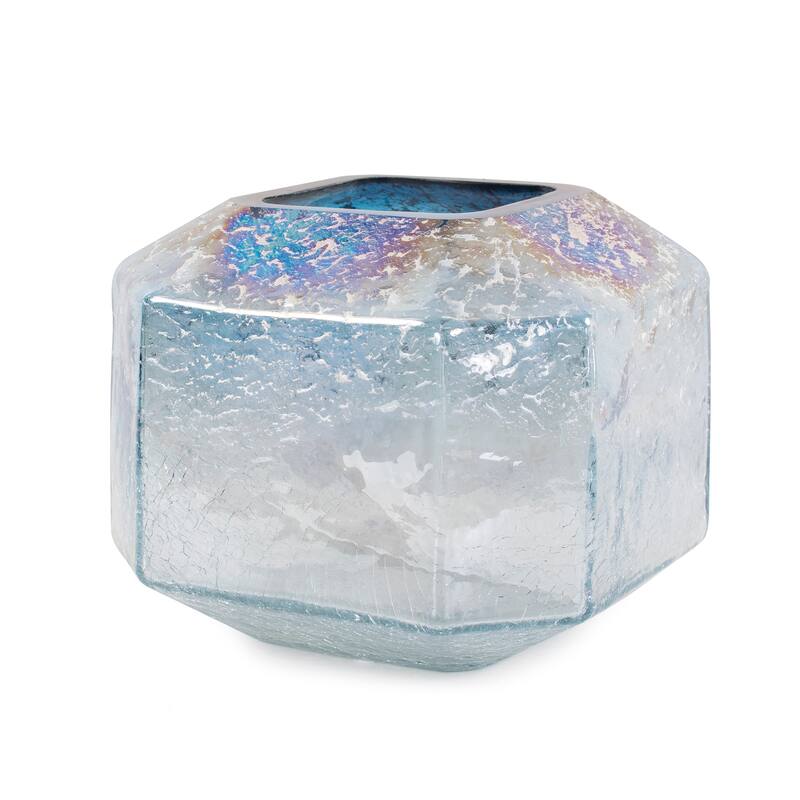 Allan Andrews Arctic Blue Contemporary Geometric Glass Vase