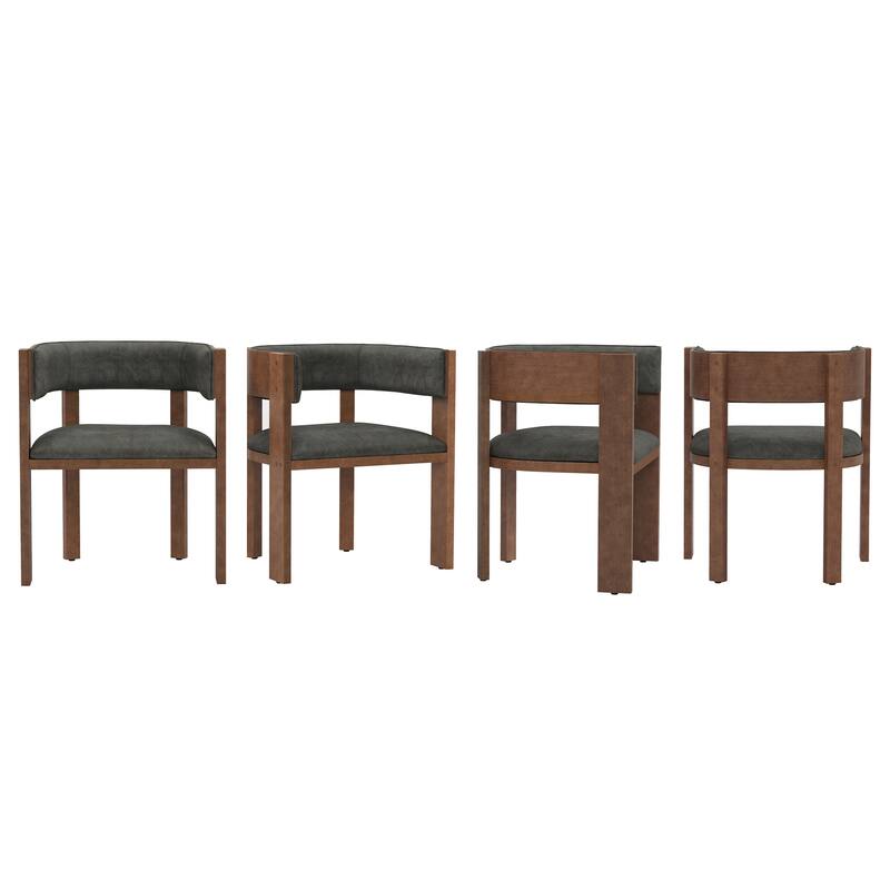 Modern Wooden Dining Chairs Set of 2/4/6 Upholstered Round Dining Chairs Kitchen and Dining Room Chairs with Arm and Backrest