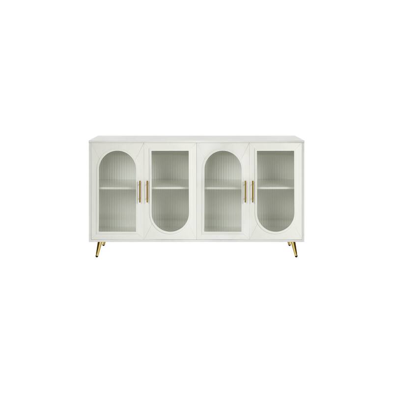 Stylish Wood TV Stand for 65+ Inch TVs with Glass Doors & Ample Storage for Living Room