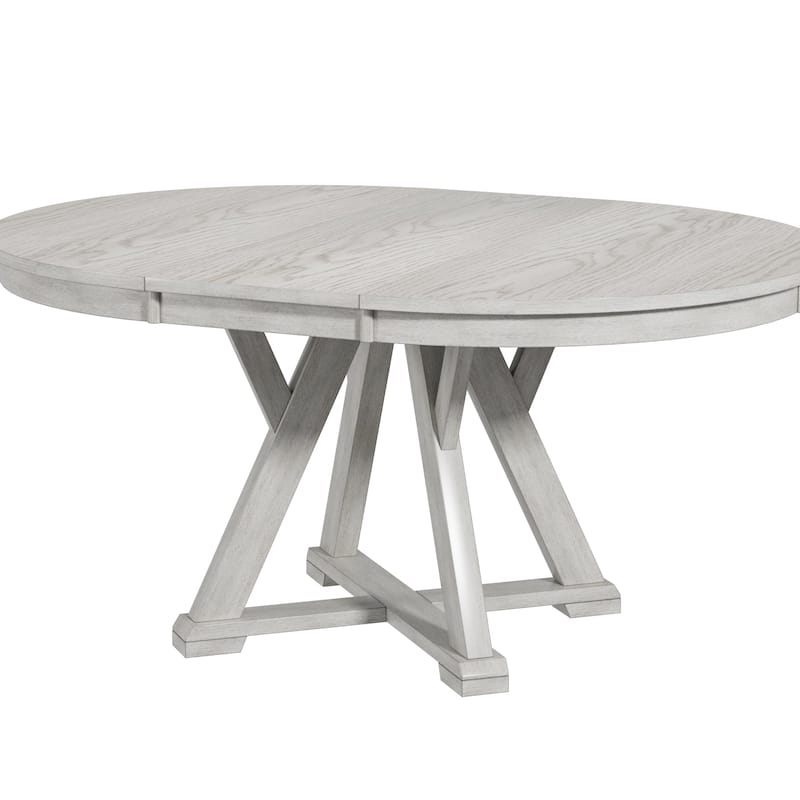 VECELO Extendable Dining Table and Chairs Set for 4-8,Modern Kitchen Round Dining Table Set with Removable Leaves Space Saving