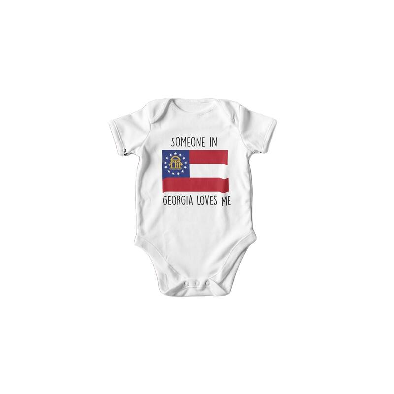 Georgia Flag Love - Baby Boy Girl Clothes Infant Bodysuit Funny Cute Newborn - Natural - 0-3M