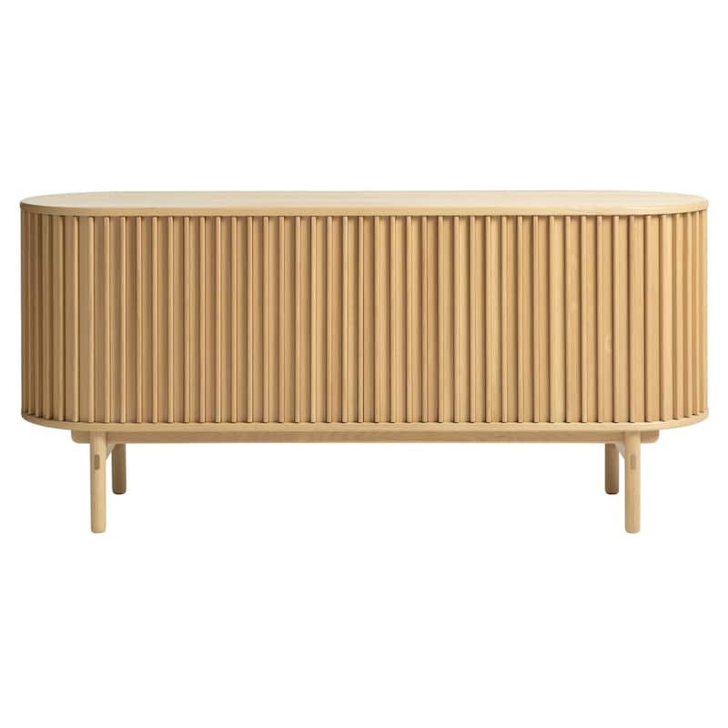 Rye Studio Mid-Century Modern Rounded Sliding Door Sideboard 63"W, Natural - 18"W x 63"L x 29"H