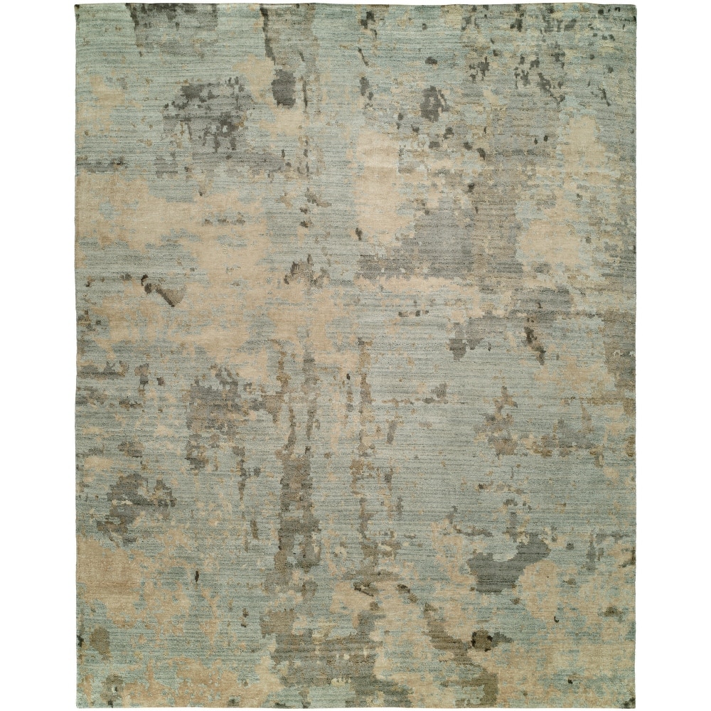 Modern Multi-Colored Hand-Knotted Wool & Viscose Area Rug