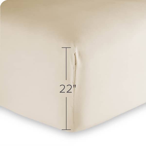 dimension image slide 3 of 3, Bare Home Ultra-Soft Microfiber 22 Inch Extra Deep Pocket Fitted Sheet