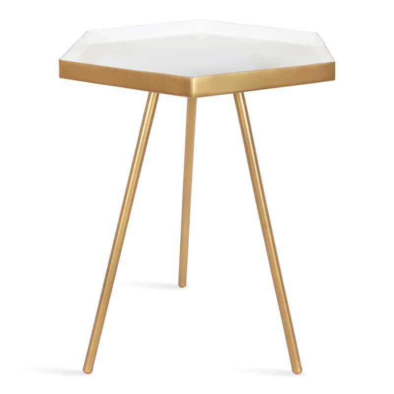 Kate and Laurel Kashvi Metal Hexagon Side Table - White/Gold