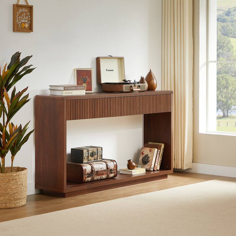 59 Inch Console Table with 2 Drawers, Medieval - Modern Entrance Table, Sofa Table for Behind Sofa, Hallway Table