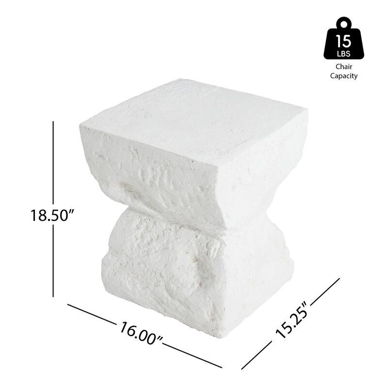 Roomfitters Cleo Outdoor Modern Minimalist Side Table, Weather Resistant MGO Cube, Matte White Finish