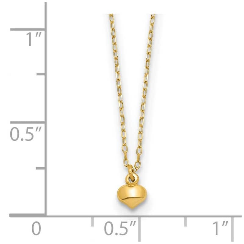 Curata 14k Yellow Gold Polished Puffed Love Heart Necklace 16.5 Inch