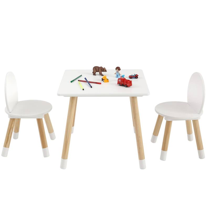White Wooden Kids Toddler Multi-Activity Table and Chair Set Perfect for Child Room or Playroom or Daycare