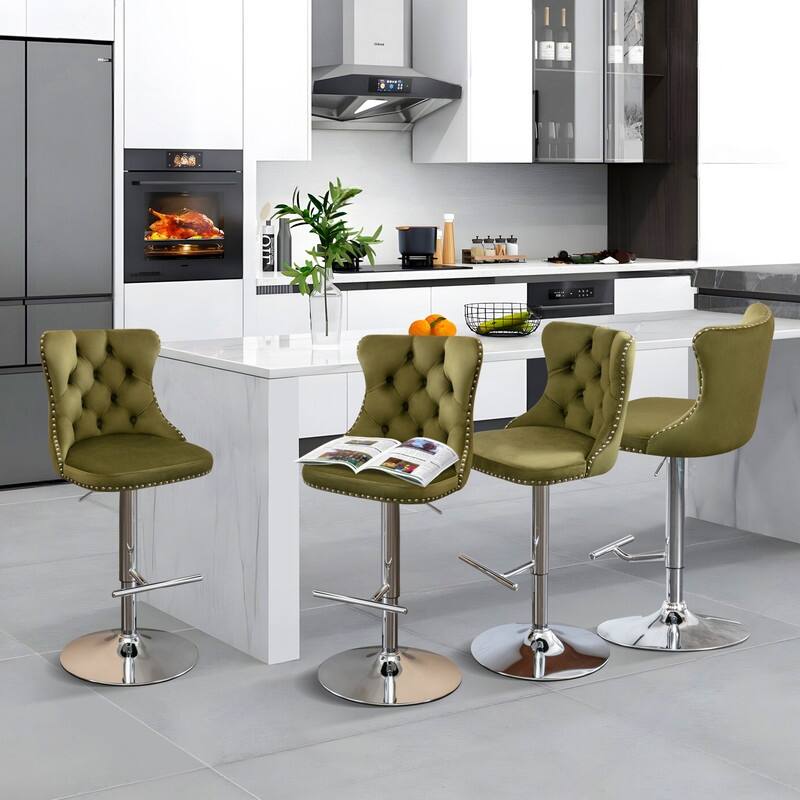 Swivel Foam Barstools Adjusatble Seat Set of 6