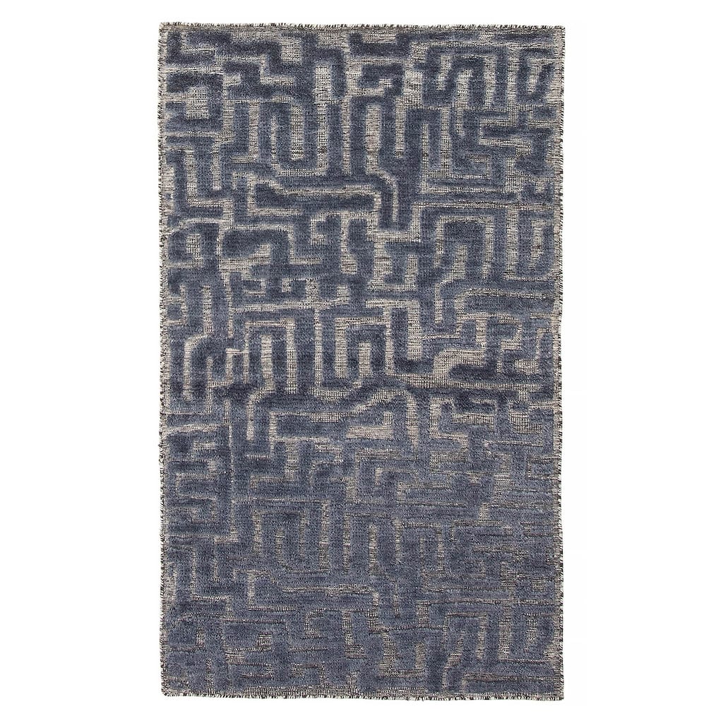 ECARPETGALLERY Hand-knotted Tangier Navy Wool Rug - 2'11 x 4'11