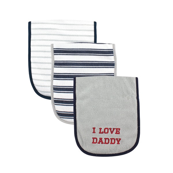slide 1 of 1, Luvable Friends Baby Boy Cotton Burp Cloths with Fiber Filling 3pk, Boy Daddy, One Size - Boy Daddy - One Size One Size - Boy Daddy