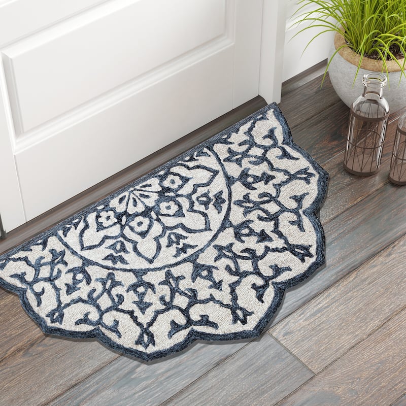 Lilly Medallion Floral Blue/Ivory Handmade Indoor Area Rug by Sevita