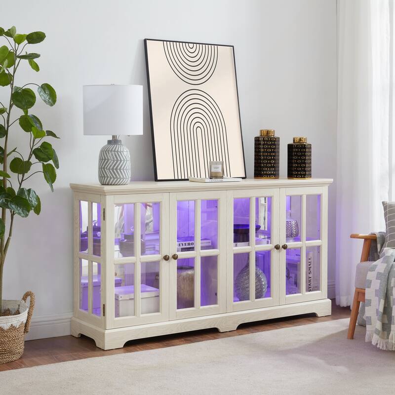 LED Curio Display Cabinet Antique Display Cabinet with Glass Doors