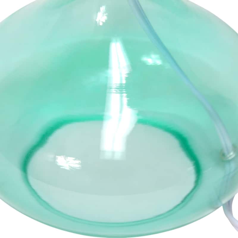 13.75" Decorative Glass Accent Table Lamp with Soft Fabric Shade Perfect for Living Room or Bedroom - 9"L x 9"W x 13.75"H