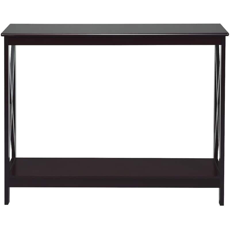 Space-Saving Console Table with Modern X-Shape and Large Shelves Perfect for Entryway or Living Room - DarkBrown