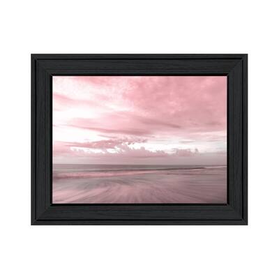 TrendyDecor4U Coastal "Pink Beach Emotions" Framed Print Wall Art