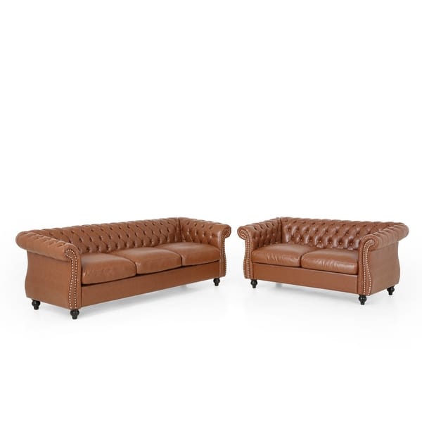 Silverdale Traditional Chesterfield 2 Piece Living Room Set By Christopher Knight Home On Sale Overstock 31762493