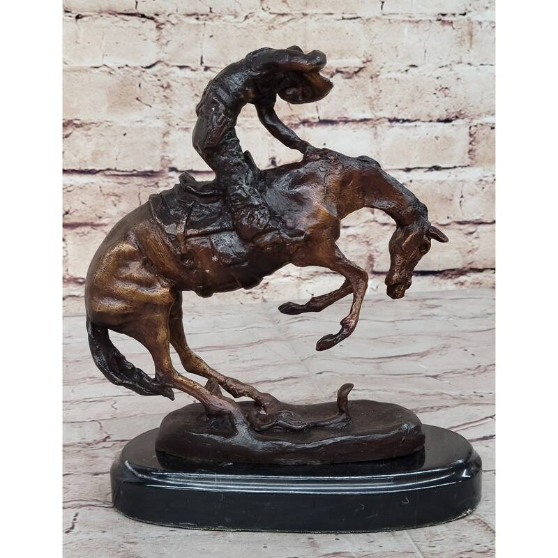 RattleImitative snake Frederic Remington Bronze On Marble Desktop Statue Sculpture 9 Inches X 8 Inches