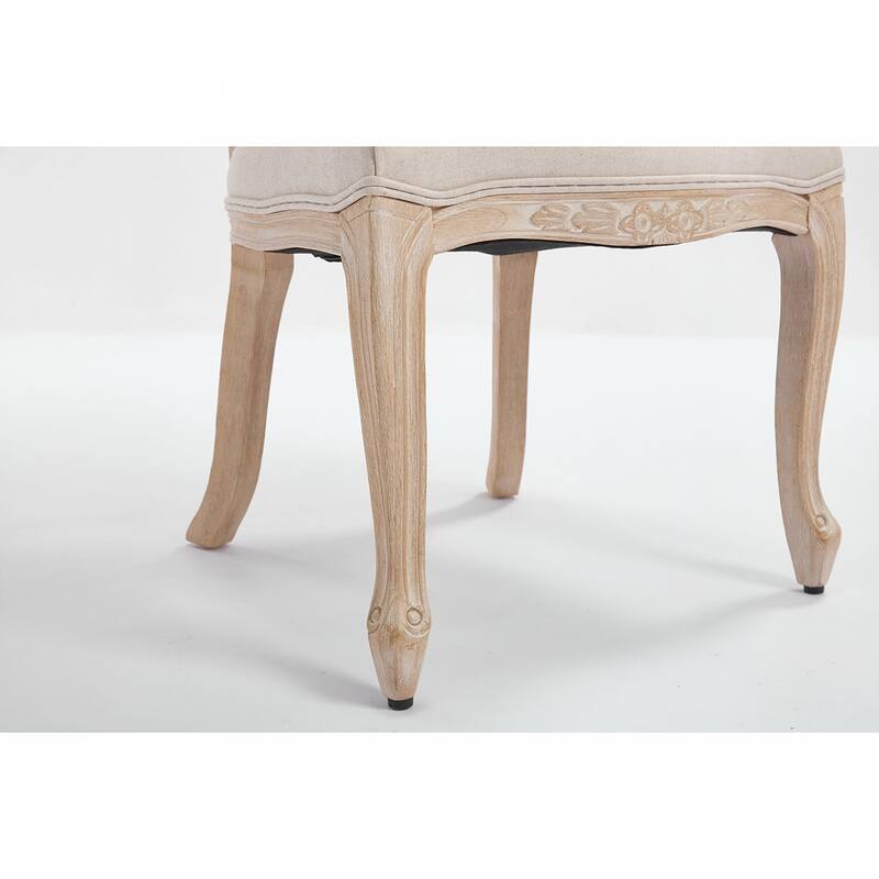 2PCS Fan-shaped Back Cotton Linen Dining Chairs