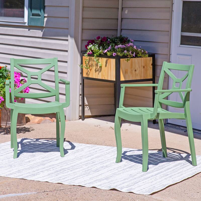 Sunnydaze Tristana Plastic Outdoor Patio Arm Chair