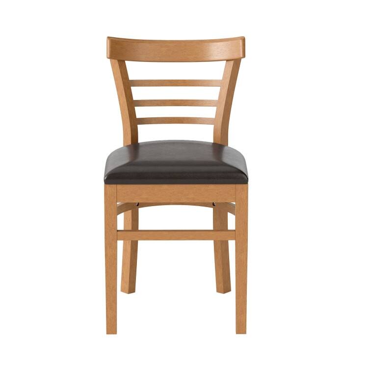 Set of 2 Rubber Wood PU Leather Padded Mid-Century Dining Chairs Set with Ergonomic Backrest - 16.5" x 19" x 31"