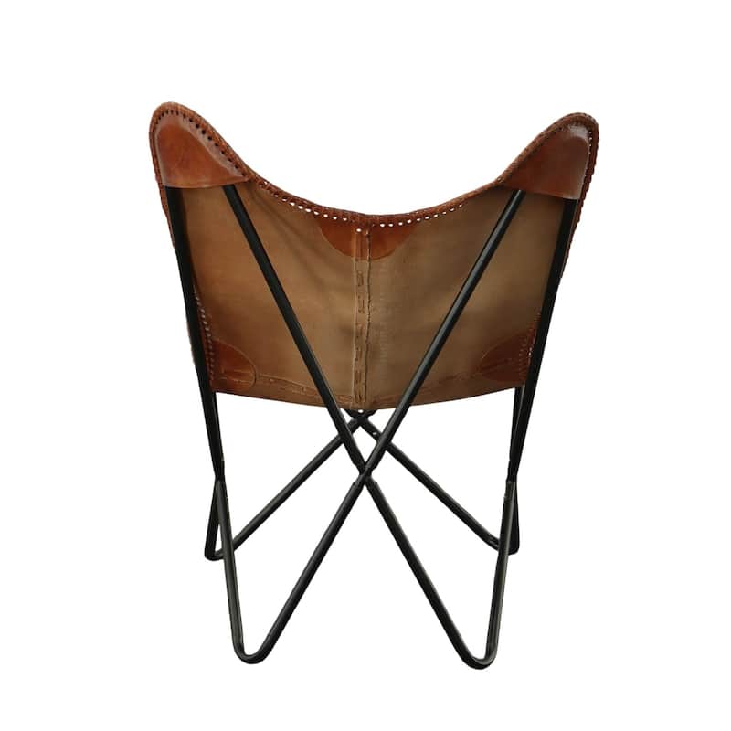 Armless Upholstered Braided Butterfly Chair - 34.5" - Brown and Black
