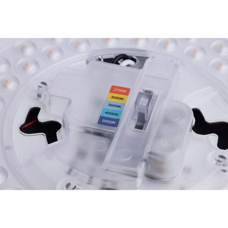 Glamour 13 Inch LED Flush Mount Emergency Battery CCT Selectable Black Finish