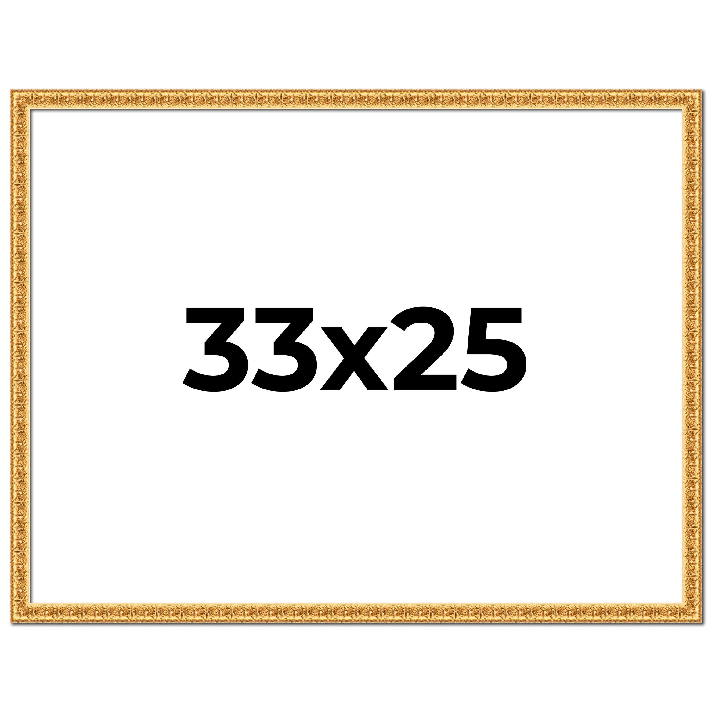 33x25 Frame Gold Real Wood Picture Frame Width 1 inches | Interior