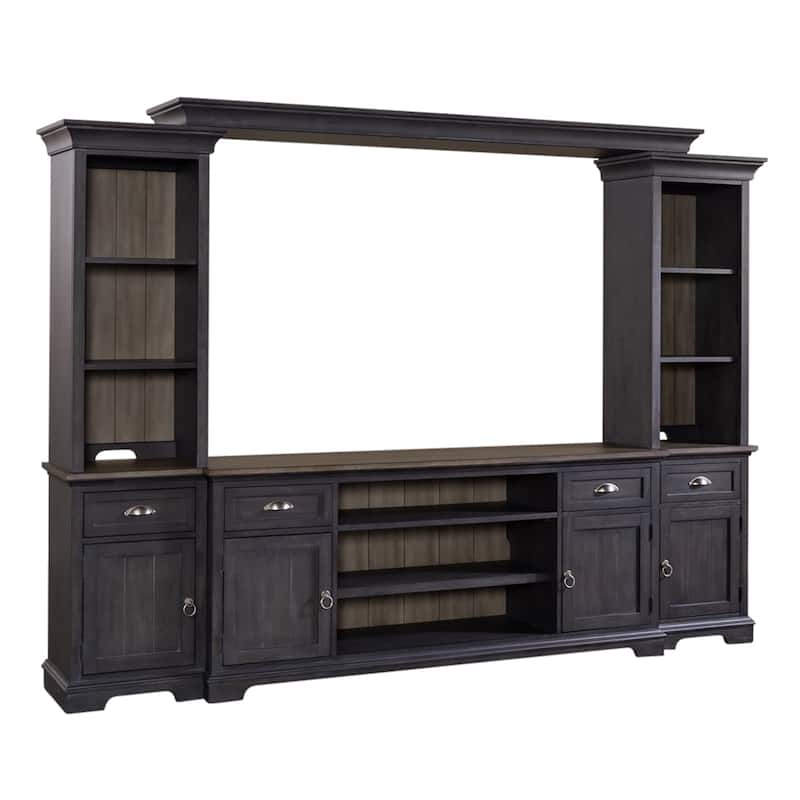 Ocean Isle Slate & Weathered Pine Entertainment Center with Piers