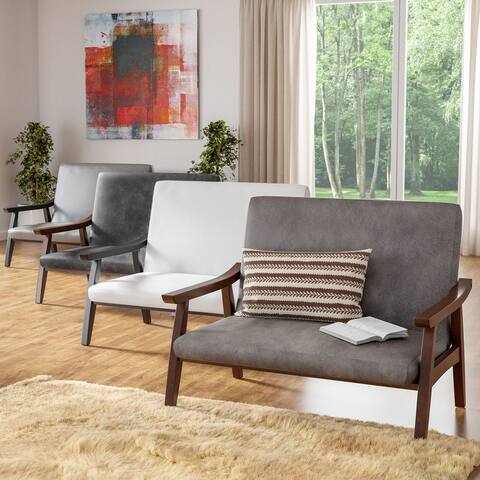 Furniture of America Balf Contemporary Faux Leather Loveseat Bench