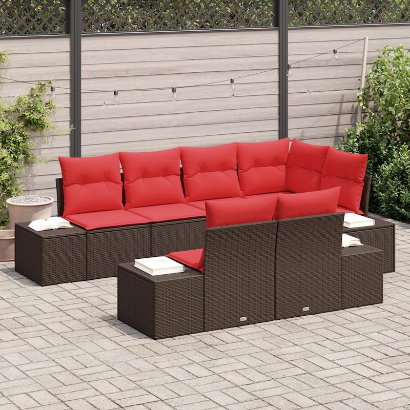 vidaXL 7 Piece Garden Sofa Set with Cushions - 103.9×60.6×27.2