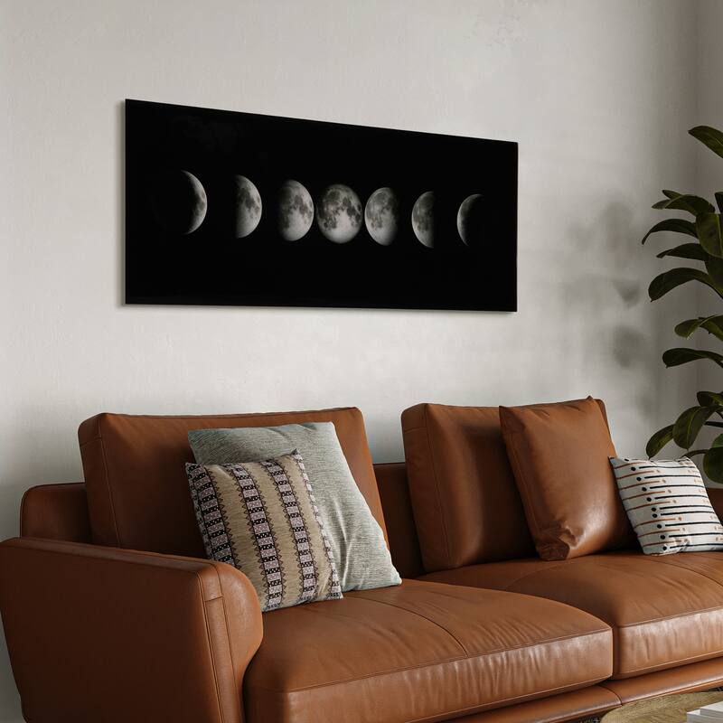 "Moon" Frameless Free Floating Tempered Glass Panel Graphic Wall Art